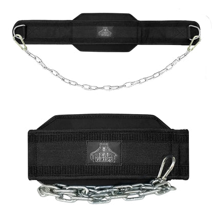 Bear Grips Dip Belt for Weightlifting - Workout Equipment Squat Waist Belt with Chain for Men and Women - Strength Training Equipment Dipping Belt for Powerlifting Pull Ups Squat Dips Deadlift