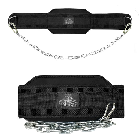 Bear Grips Dip Belt for Weightlifting - Workout Equipment Squat Waist Belt with Chain for Men and Women - Strength Training Equipment Dipping Belt for Powerlifting Pull Ups Squat Dips Deadlift