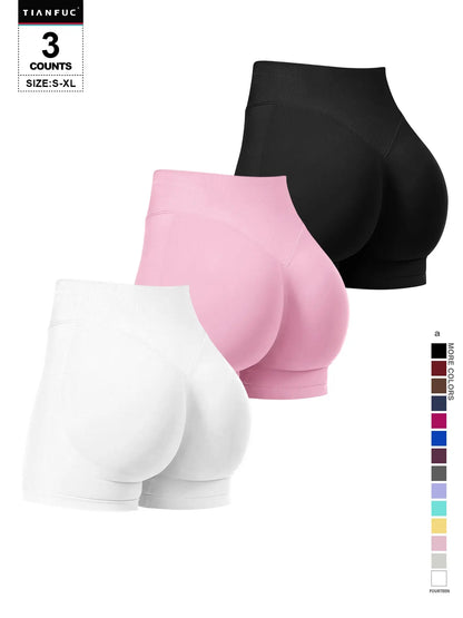 Women'S Seamless Butt Lifting Elastic Waist Sports Shorts Gym Training Shorts for Gym Workout All Seasons