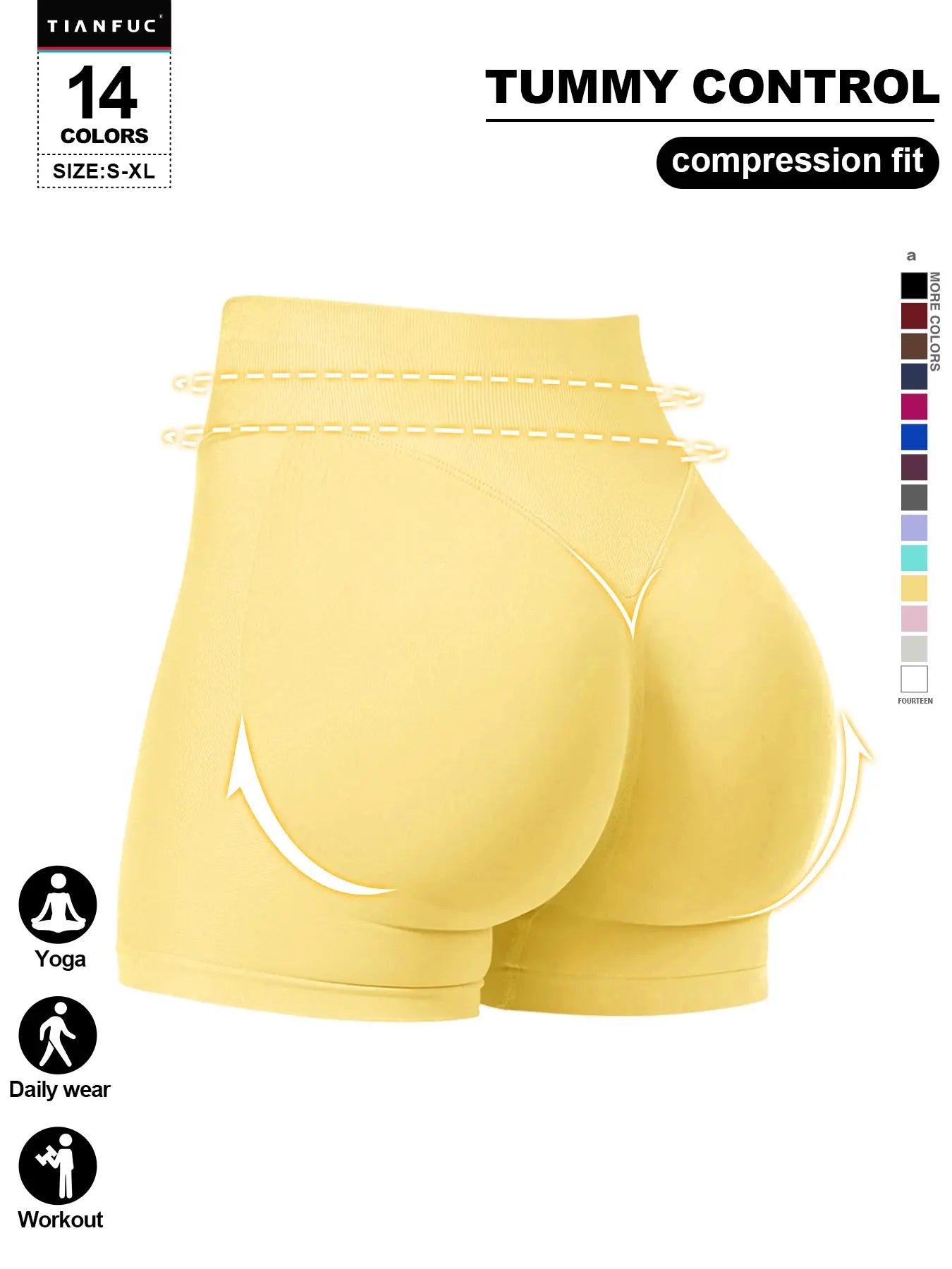 Women'S Seamless Butt Lifting Elastic Waist Sports Shorts Gym Training Shorts for Gym Workout All Seasons