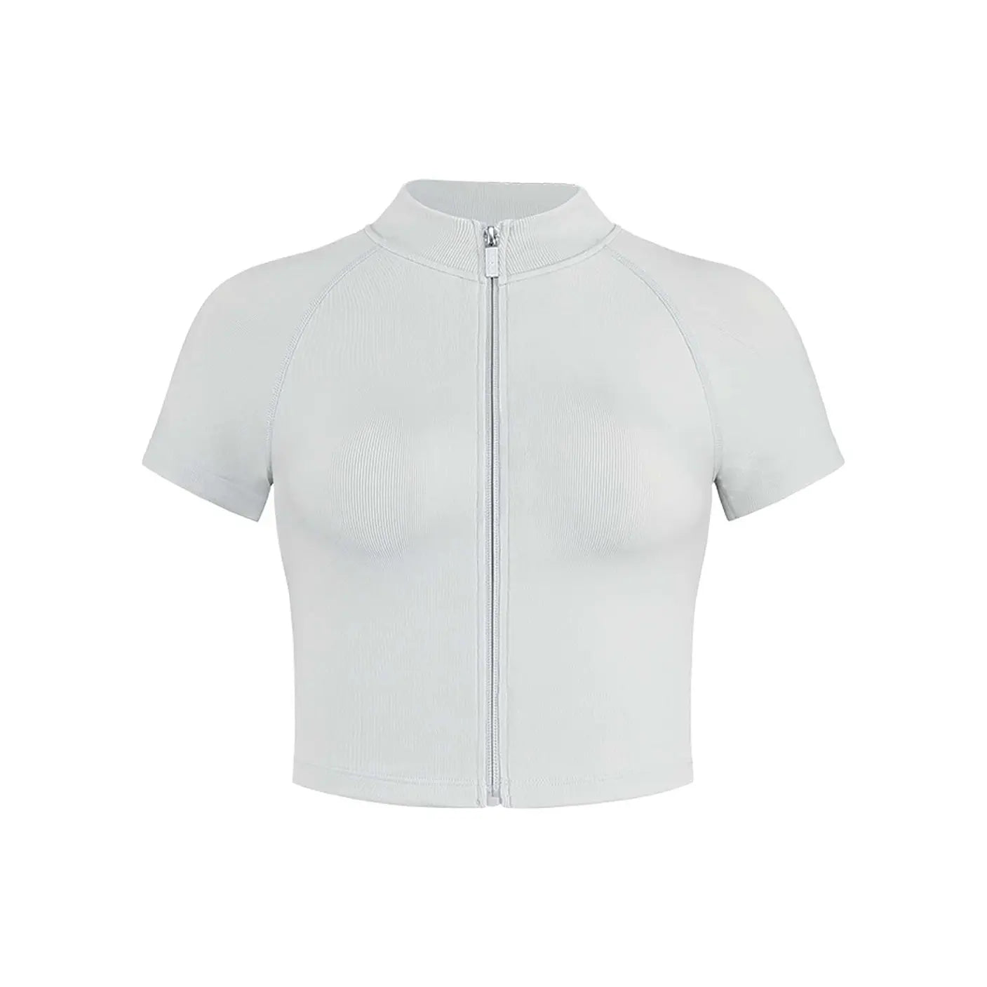 AUROLA Power Short Sleeve Zippy Ribbed Active Shirt for Women, Seamless Longline Workout T‑Shirt Athletic Yoga Zip up Top