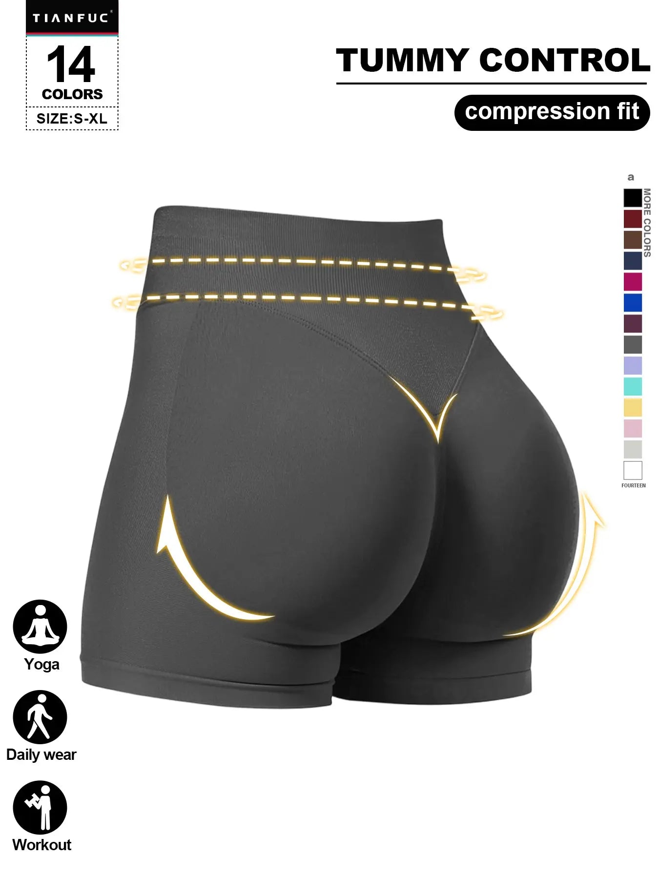 Women'S Seamless Butt Lifting Elastic Waist Sports Shorts Gym Training Shorts for Gym Workout All Seasons