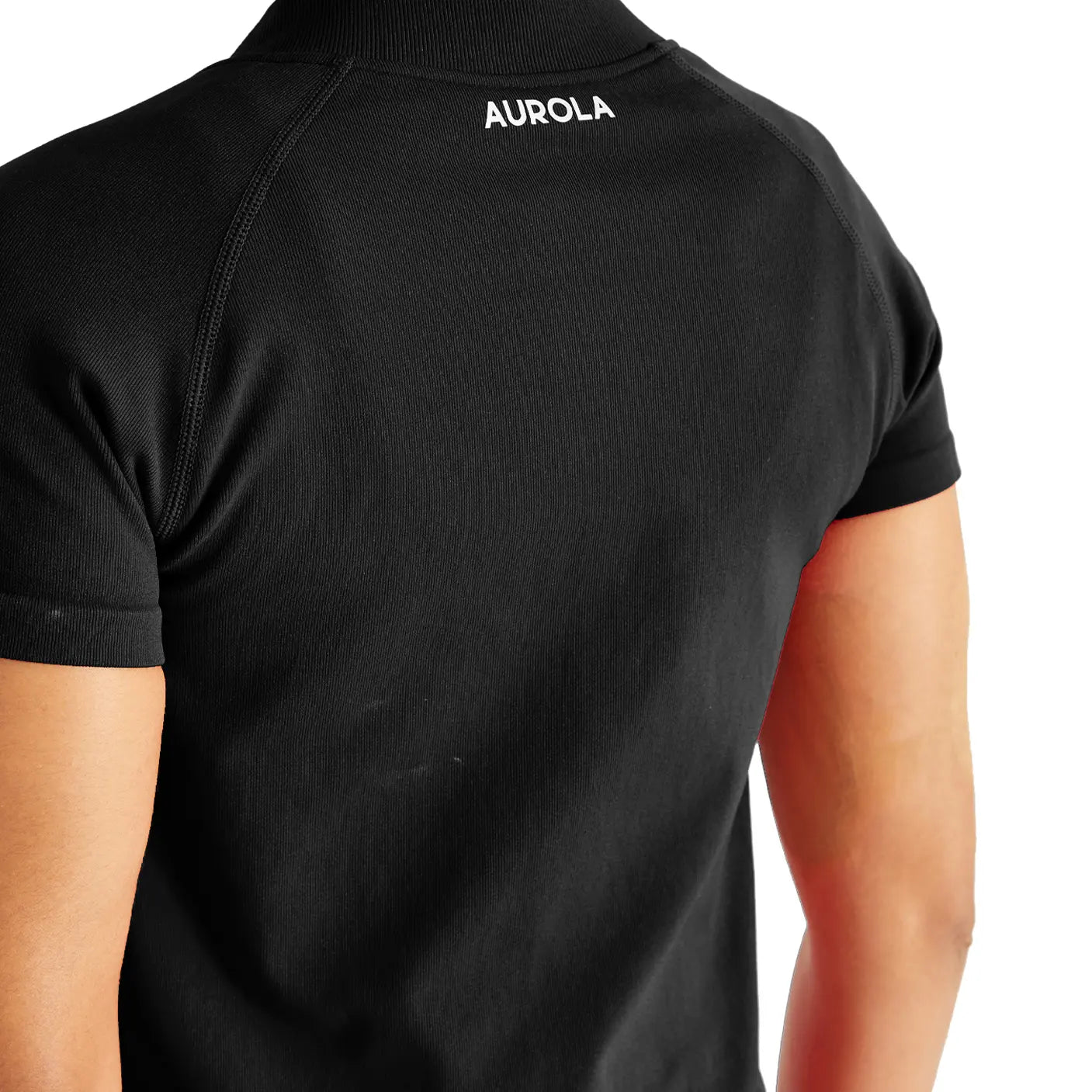 AUROLA Power Short Sleeve Zippy Ribbed Active Shirt for Women, Seamless Longline Workout T‑Shirt Athletic Yoga Zip up Top