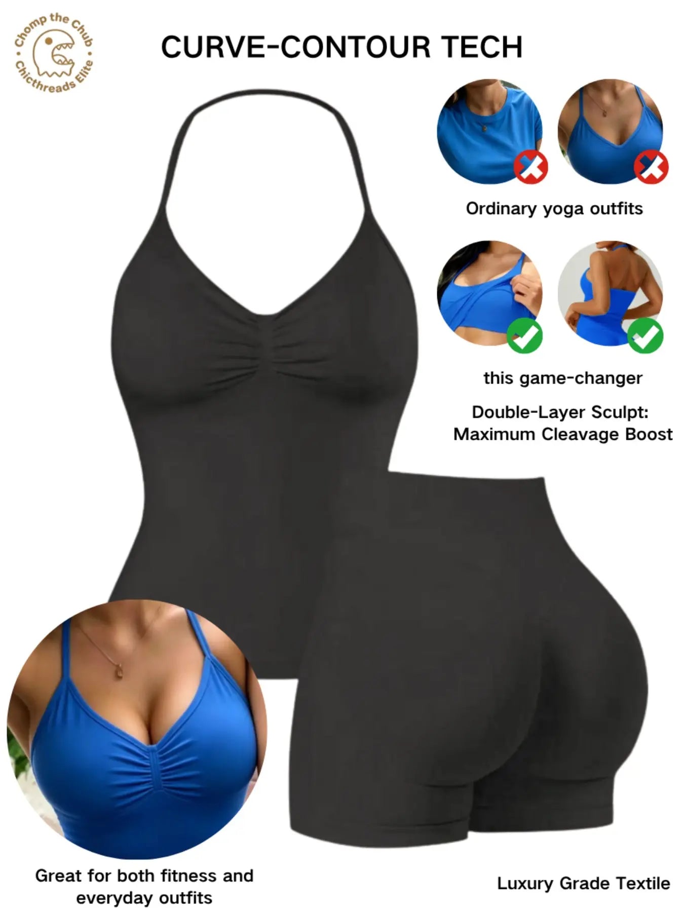Bootie Lifting & Snatched Waist Yoga Set, Halter Ruched Top + High Waist Sculpting Shorts, Ideal for Gym, Yoga, Activewear, Gym Workout Set, High Stretch Sporty, Gym Clothes Workout