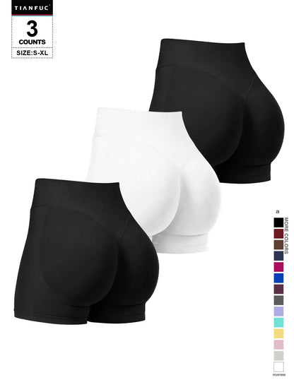 Women'S Seamless Butt Lifting Elastic Waist Sports Shorts Gym Training Shorts for Gym Workout All Seasons