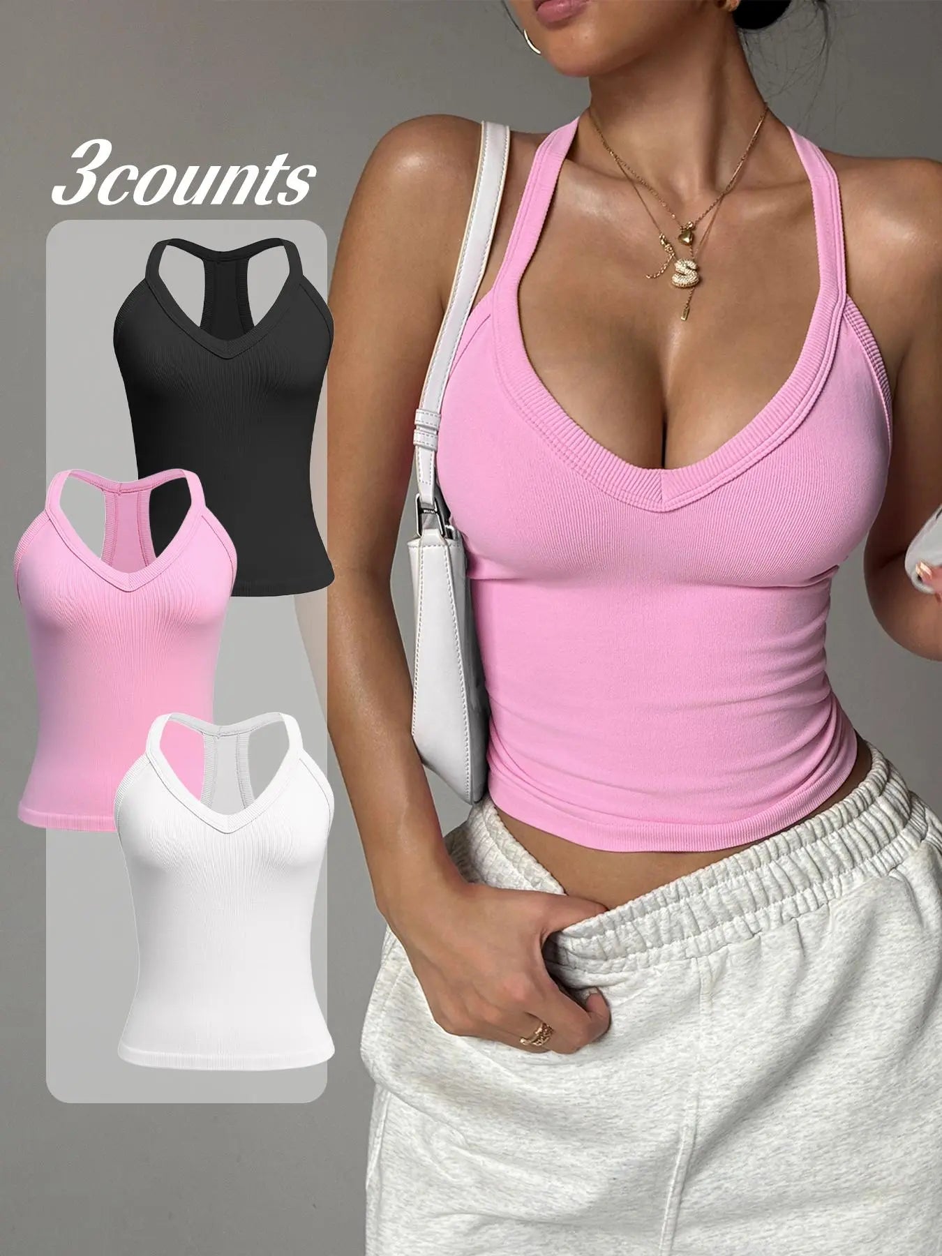 Women'S Solid Color Sports Singlet, Casual Sleeveless Top for Yoga Gym Workout, Ladies Sportswear for Summer, Sleeveless Gym Tops