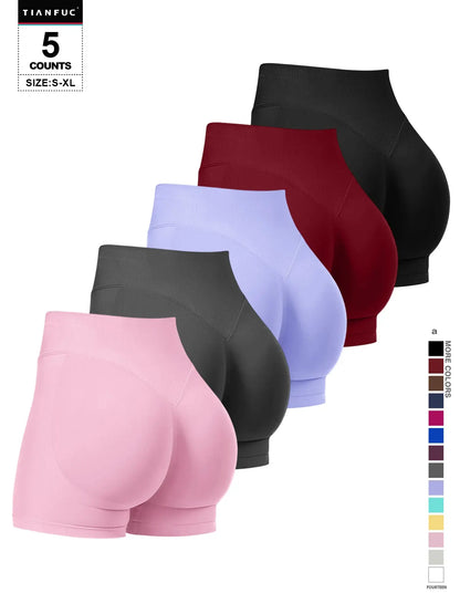 Women'S Seamless Butt Lifting Elastic Waist Sports Shorts Gym Training Shorts for Gym Workout All Seasons