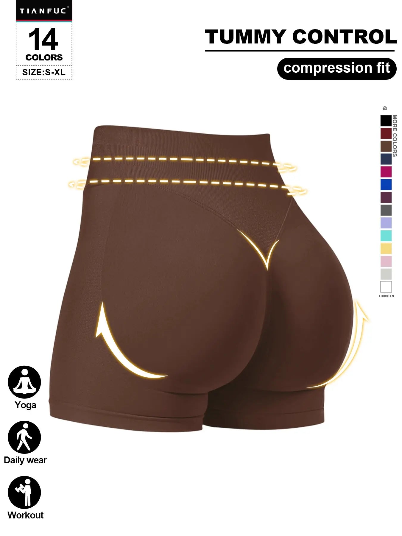 Women'S Seamless Butt Lifting Elastic Waist Sports Shorts Gym Training Shorts for Gym Workout All Seasons