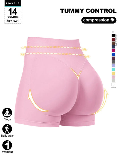 Women'S Seamless Butt Lifting Elastic Waist Sports Shorts Gym Training Shorts for Gym Workout All Seasons