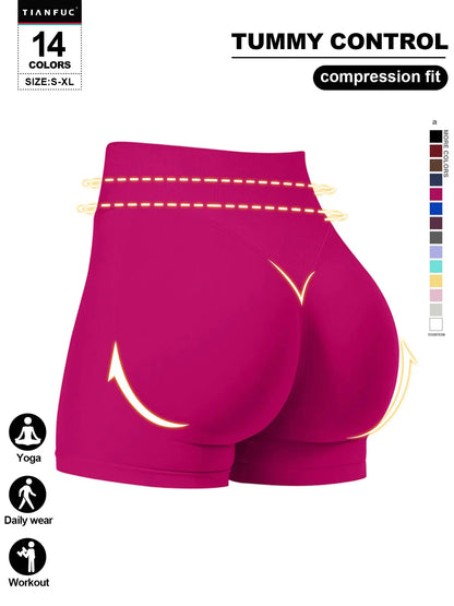 Women'S Seamless Butt Lifting Elastic Waist Sports Shorts Gym Training Shorts for Gym Workout All Seasons