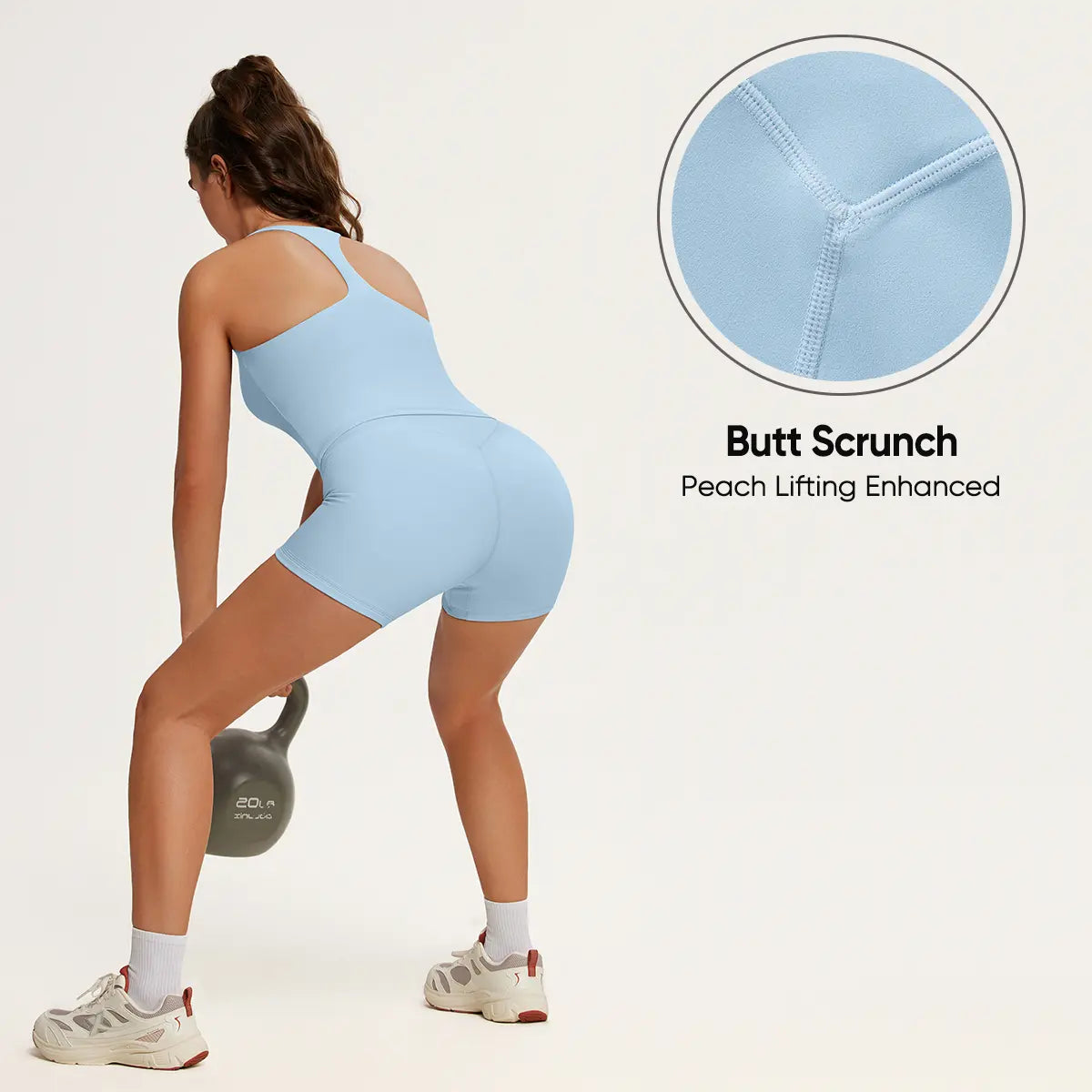 OMKAGI Workout Sets for Women Cute Square Neck Tank Tops Booty Biker Shorts Outfits