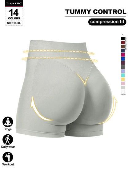 Women'S Seamless Butt Lifting Elastic Waist Sports Shorts Gym Training Shorts for Gym Workout All Seasons