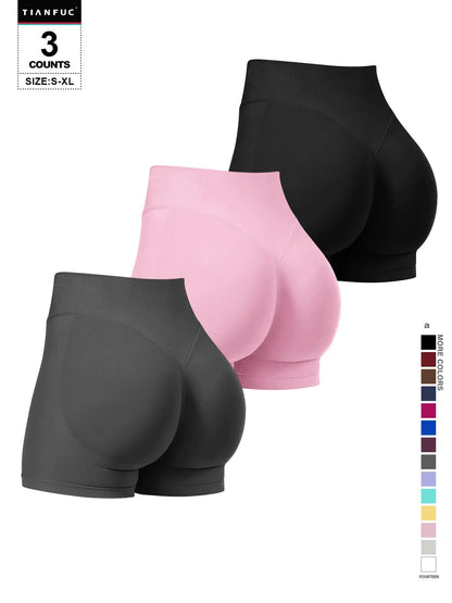 Women'S Seamless Butt Lifting Elastic Waist Sports Shorts Gym Training Shorts for Gym Workout All Seasons