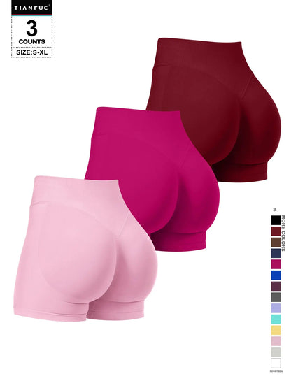 Women'S Seamless Butt Lifting Elastic Waist Sports Shorts Gym Training Shorts for Gym Workout All Seasons