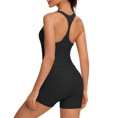 OMKAGI Workout Sets for Women Cute Square Neck Tank Tops Booty Biker Shorts Outfits