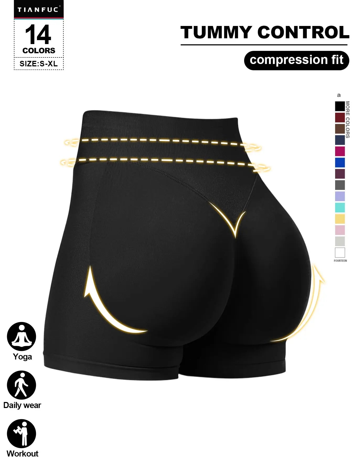 Women'S Seamless Butt Lifting Elastic Waist Sports Shorts Gym Training Shorts for Gym Workout All Seasons