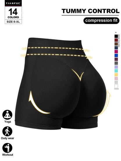 Women'S Seamless Butt Lifting Elastic Waist Sports Shorts Gym Training Shorts for Gym Workout All Seasons