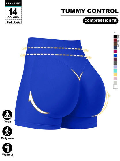 Women'S Seamless Butt Lifting Elastic Waist Sports Shorts Gym Training Shorts for Gym Workout All Seasons
