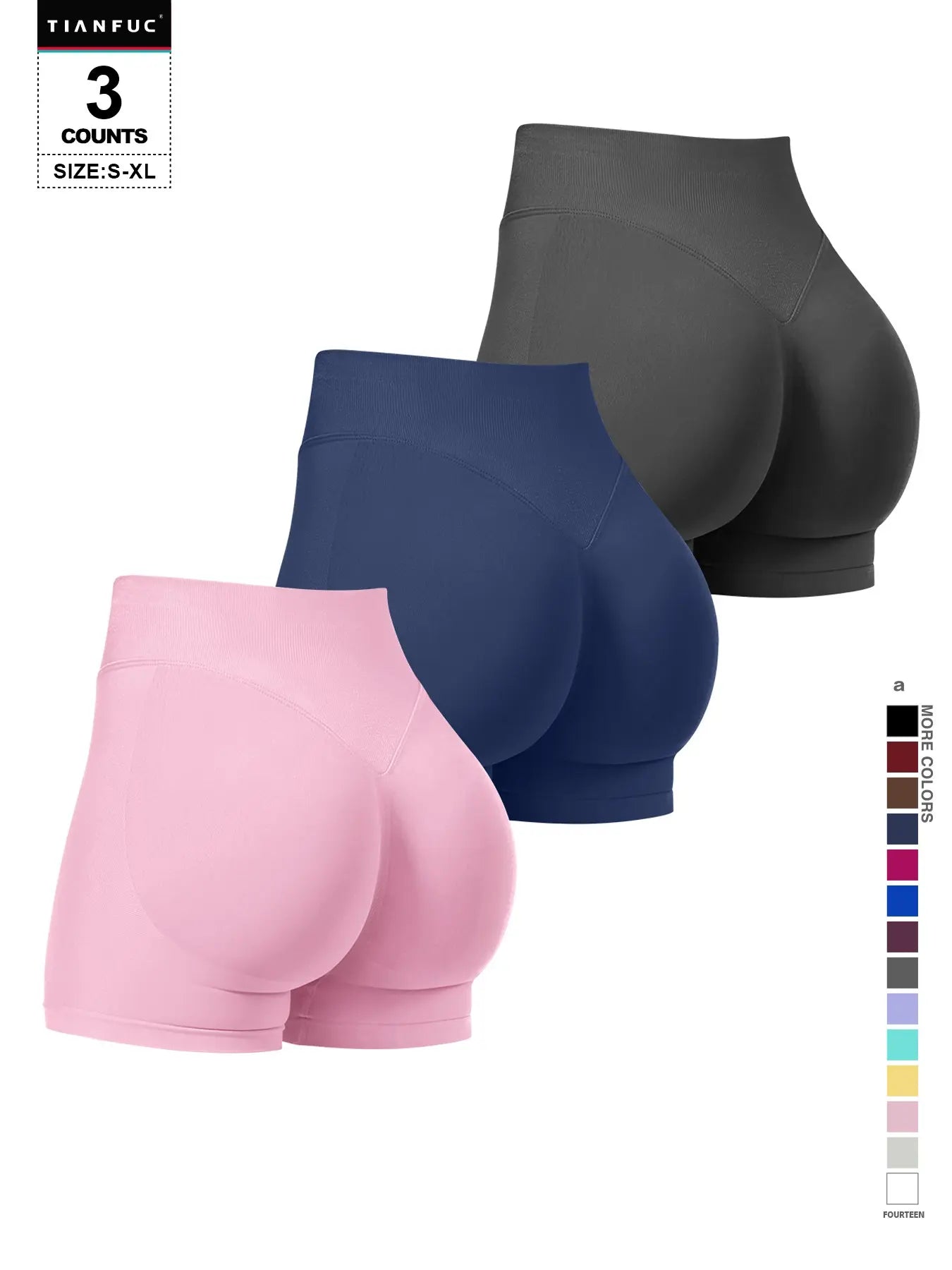 Women'S Seamless Butt Lifting Elastic Waist Sports Shorts Gym Training Shorts for Gym Workout All Seasons
