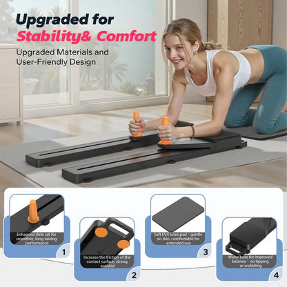 Terra Gym Multi-Functional Adjustable Ab Exercise Board, Split Ab Slide Roller Board, Home Pilates Reformer with Knee Mat for Home Gym Core & Ab Strength Training, Abdominal Crunch Machine#Summervibes