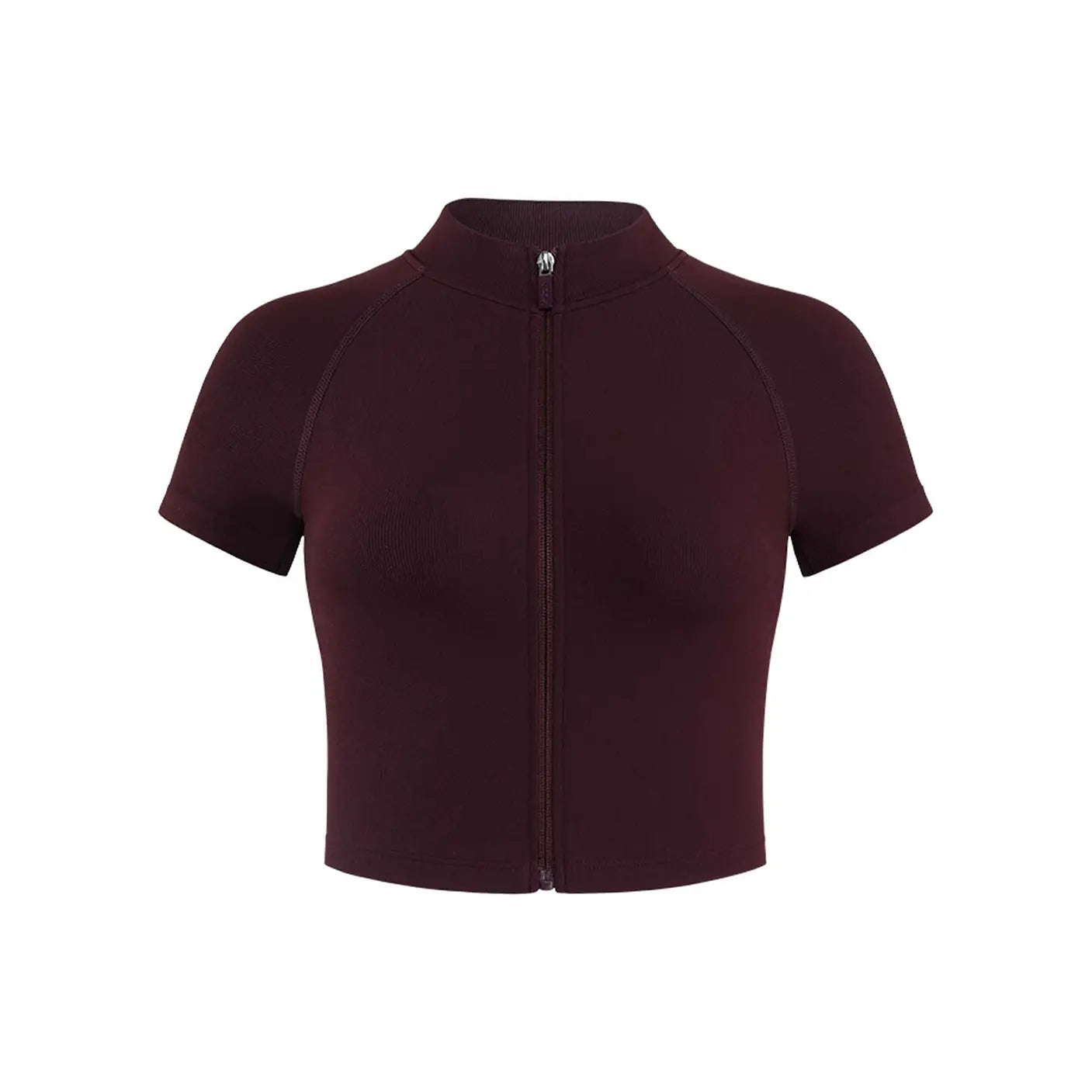 AUROLA Power Short Sleeve Zippy Ribbed Active Shirt for Women, Seamless Longline Workout T‑Shirt Athletic Yoga Zip up Top