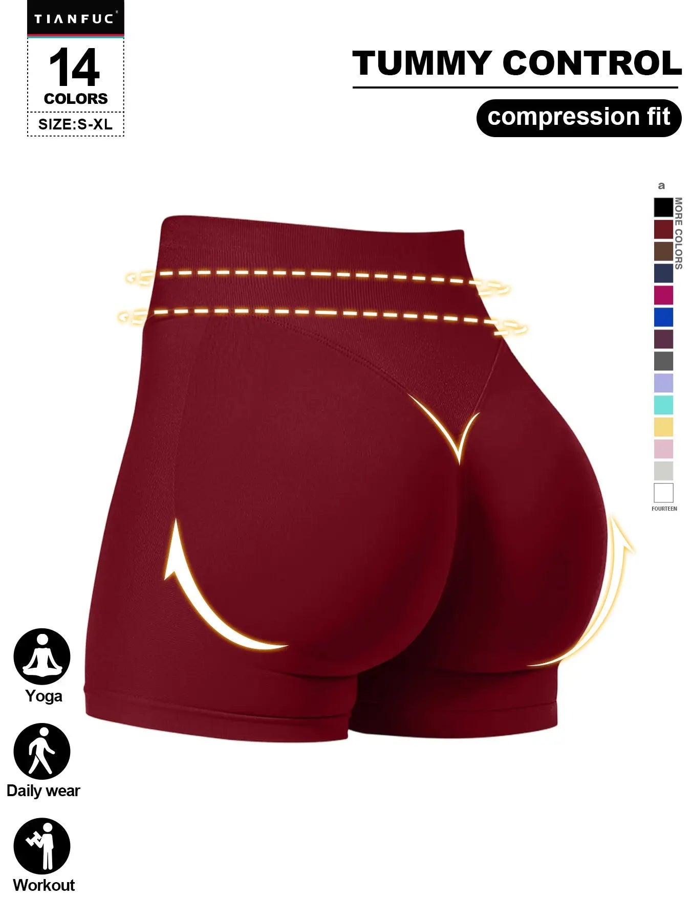 Women'S Seamless Butt Lifting Elastic Waist Sports Shorts Gym Training Shorts for Gym Workout All Seasons