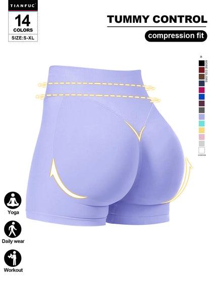 Women'S Seamless Butt Lifting Elastic Waist Sports Shorts Gym Training Shorts for Gym Workout All Seasons