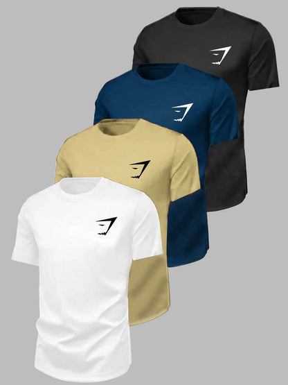 Men'S Quick-Dry Gym T-Shirt, Fitness Workout Shirt, Workout Sportswear, Geometric Print, Short Sleeve, Loose-Fit, Casual Summer Top, Breathable, All Seasons