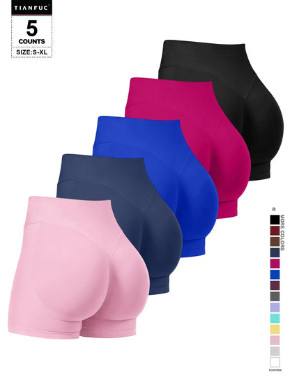 Women'S Seamless Butt Lifting Elastic Waist Sports Shorts Gym Training Shorts for Gym Workout All Seasons