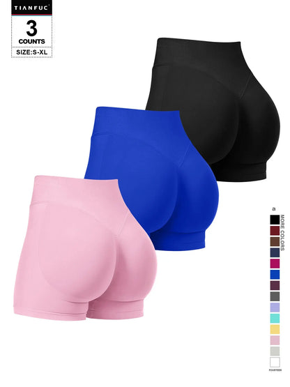 Women'S Seamless Butt Lifting Elastic Waist Sports Shorts Gym Training Shorts for Gym Workout All Seasons