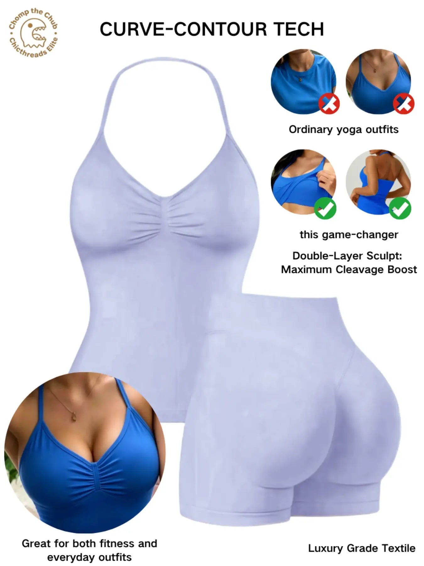 Bootie Lifting & Snatched Waist Yoga Set, Halter Ruched Top + High Waist Sculpting Shorts, Ideal for Gym, Yoga, Activewear, Gym Workout Set, High Stretch Sporty, Gym Clothes Workout