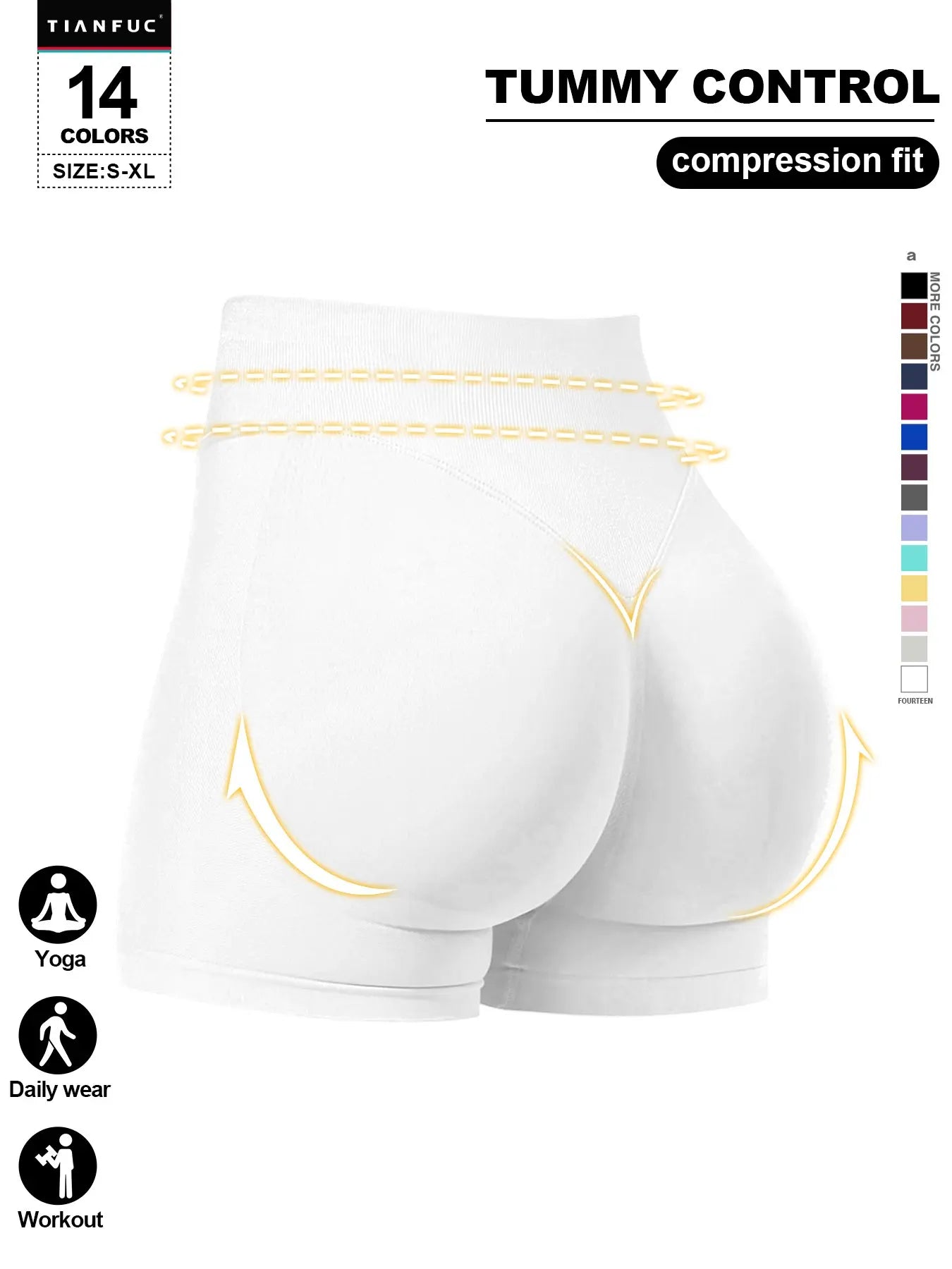 Women'S Seamless Butt Lifting Elastic Waist Sports Shorts Gym Training Shorts for Gym Workout All Seasons