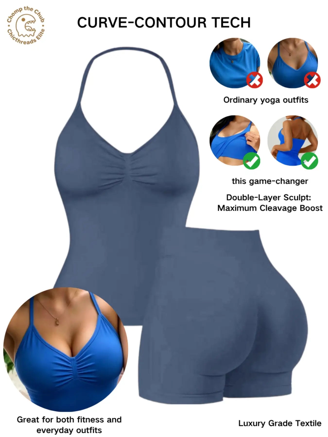 Bootie Lifting & Snatched Waist Yoga Set, Halter Ruched Top + High Waist Sculpting Shorts, Ideal for Gym, Yoga, Activewear, Gym Workout Set, High Stretch Sporty, Gym Clothes Workout