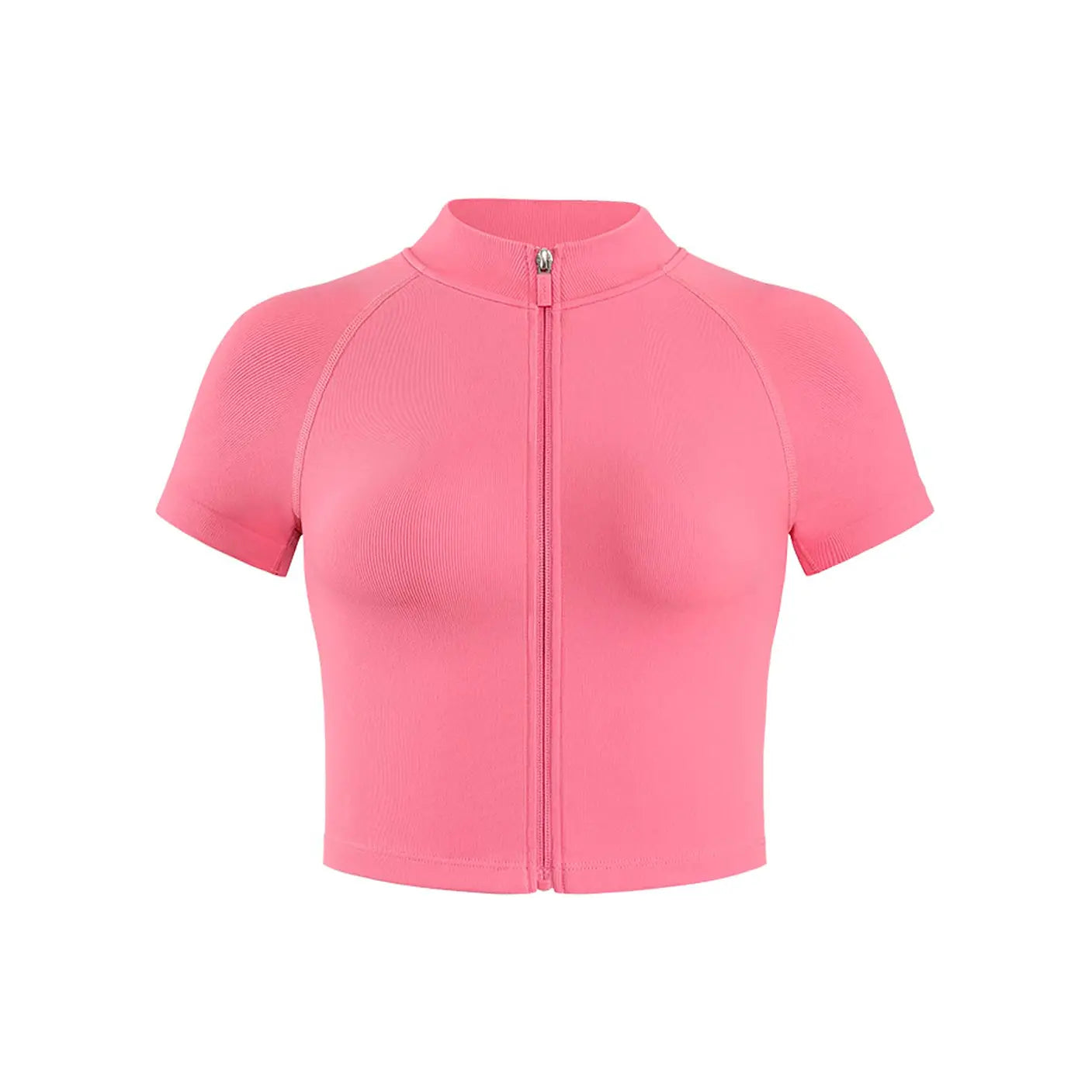 AUROLA Power Short Sleeve Zippy Ribbed Active Shirt for Women, Seamless Longline Workout T‑Shirt Athletic Yoga Zip up Top